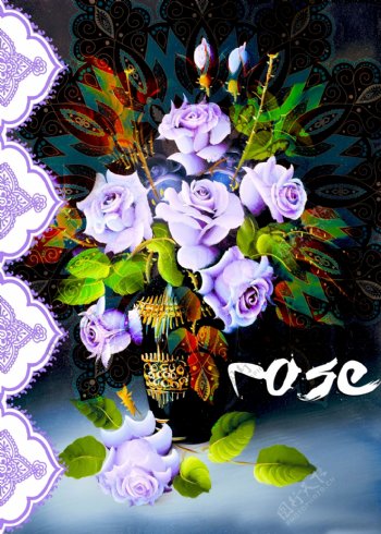 紫玫瑰装饰花卉