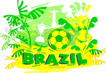 夏日巴西足球插画
