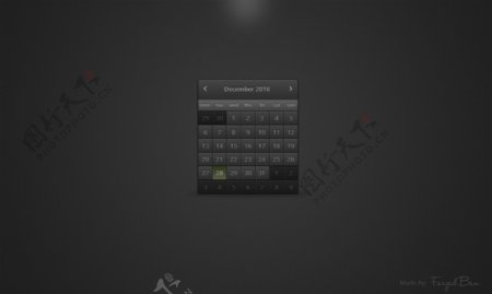 黑色背景手机日历界面设计
