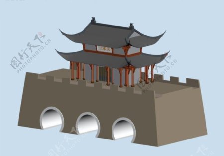 中式建筑塔城模型