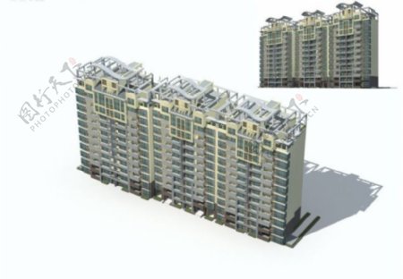 现代单体住宅楼3D模型设计