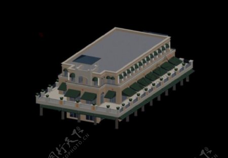 独栋沿街商业大厦3D模型设计