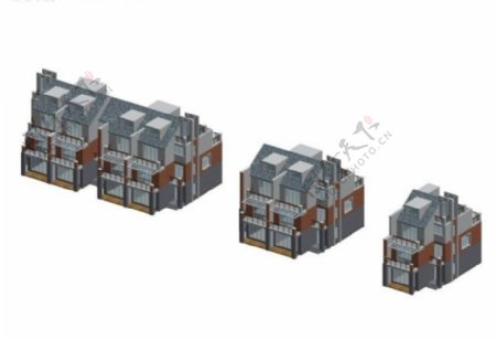 立式连排多层别墅建筑3d效果图