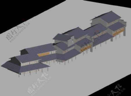 中式商业中心建筑群3D模型设计