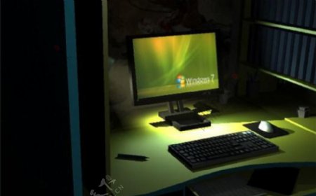 绿色电脑桌游戏模型