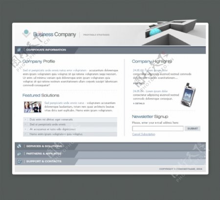 灰蓝色企业网页模板