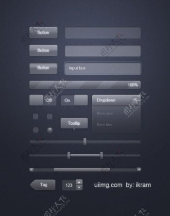 透明玻璃网页按钮UI组件