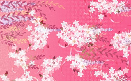 粉色日式花朵