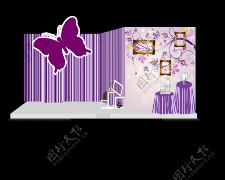 紫色婚礼蝴蝶迎宾区