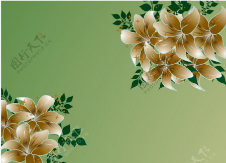 个性绿茶撞色花朵茶馆图片