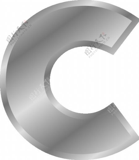 字母C剪辑艺术效果的银