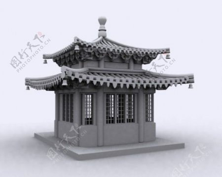 古代庙宇3D模型3D建筑室内效果图