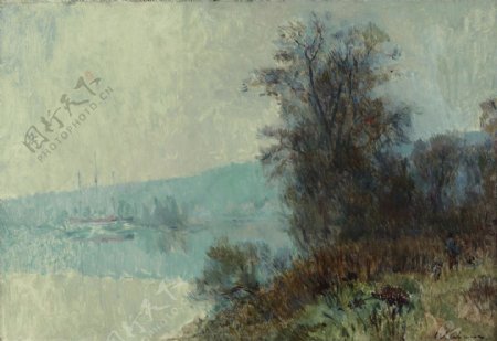 AlbertLebourgTheBanksoftheSeine法国画家阿尔伯特勒堡AlbertLebourg印象派风景自然山水油画装饰画