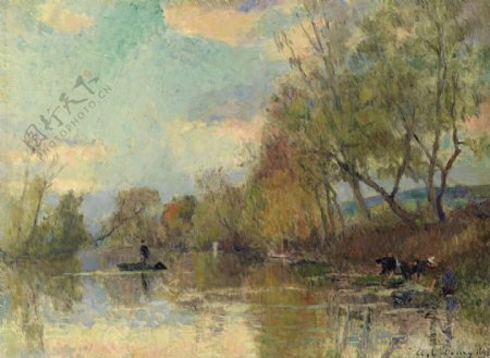 AlbertLebourgLaundresses1898法国画家阿尔伯特勒堡AlbertLebourg印象派风景自然山水油画装饰画