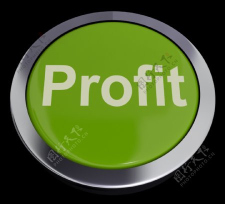 在绿色显示收益和投资收益的计算机按钮