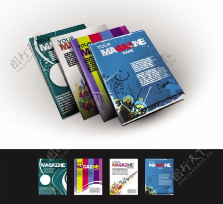 墨迹动感线条花纹企业杂志封面设计图片