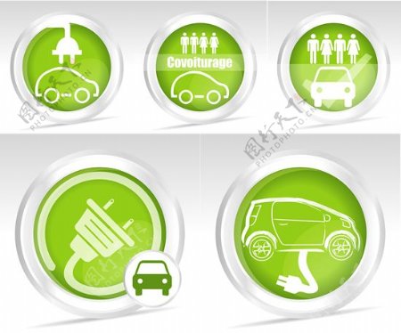 绿色充电汽车图标矢量素材
