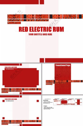 红色电路工业ppt模板