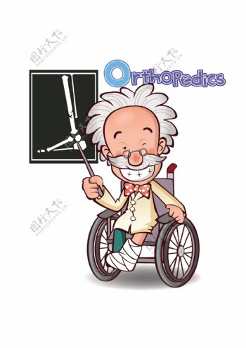 轮椅老人插画