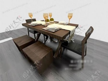 餐桌餐椅组合3d模型
