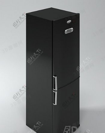 3D黑色钢琴漆冰箱模型