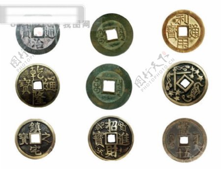 古代钱币铜钱矢量素材铜钱商务金融金融货币CDR