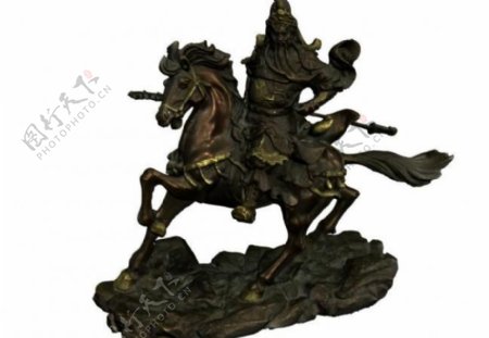 关公骑马铜质雕塑3dmax模型图片