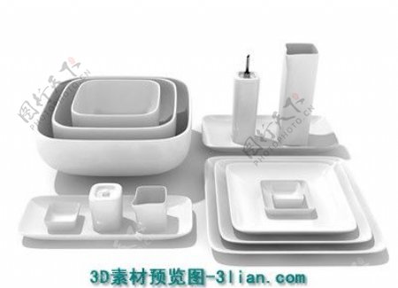 组合餐具3D模型