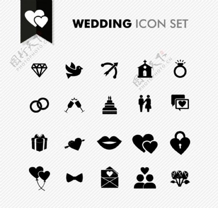 精致黑色婚礼图标图片