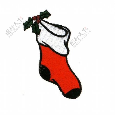 绣花色彩红色圣诞节圣诞袜子免费素材