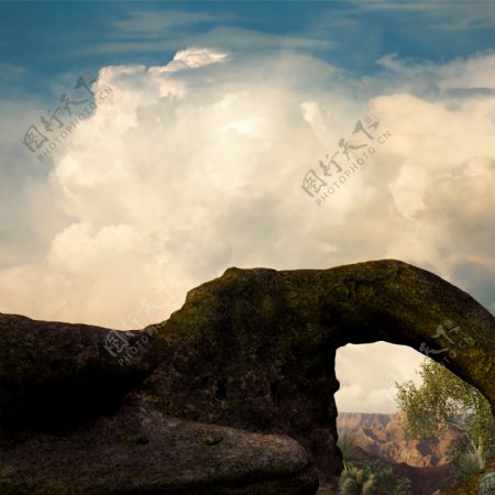 童话世界石桥蓝天白天图片