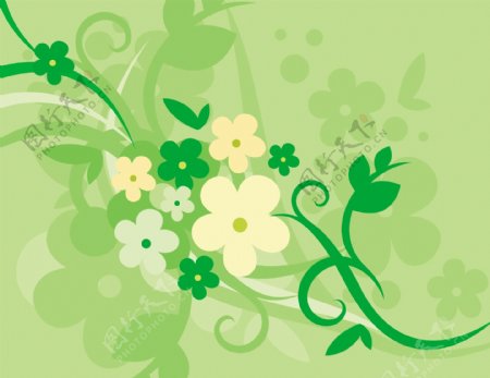 印花矢量图植物花纹绿色毛衫印花免费素材