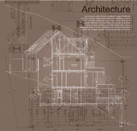 城市建筑别墅设计图矢量图片