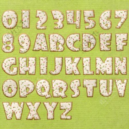 饼干英文字母数字图片