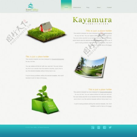 绿色环保网站模板PSD素材