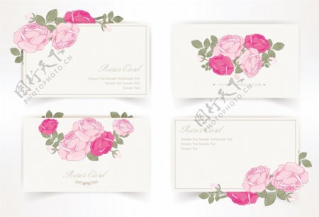 粉色卡片矢量图形设计02朵玫瑰