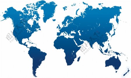 蓝色全球地图平面矢量图