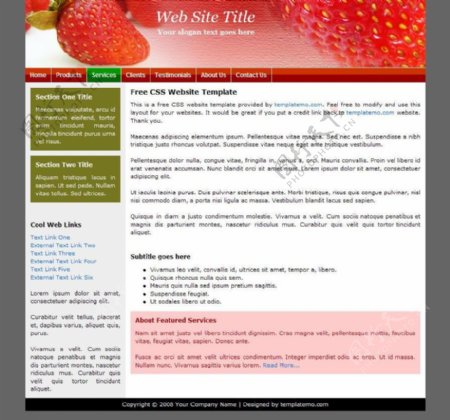 草莓销售css网站模版图片