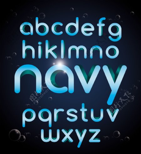 蓝色光滑3d字母图片