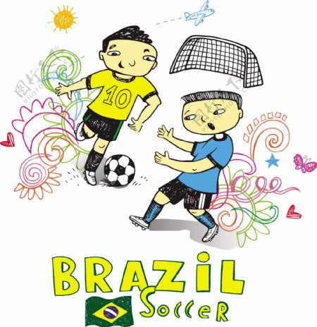 手绘巴西世界杯主题