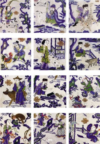 人物花朵绘画古画花瓶龙手绘PSD分层素材源文件中国传统元素整合图库