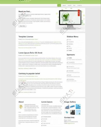 绿色企业博客网页模板图片