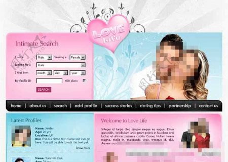 粉色婚恋交友类型网页CSS模板