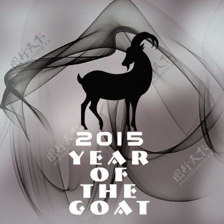 羊年羊剪影海报黑色梦幻背景设计PSD
