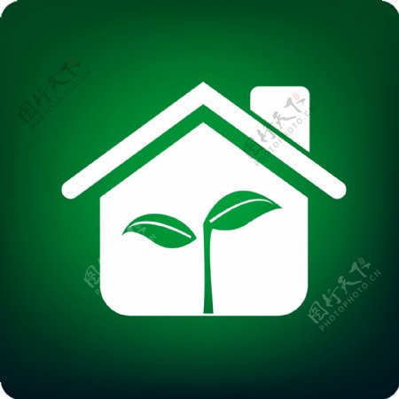 绿色环保房子图标矢量图