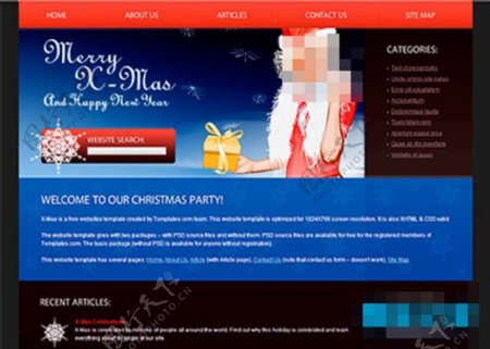 漂亮精致红色导航圣诞节网站模板