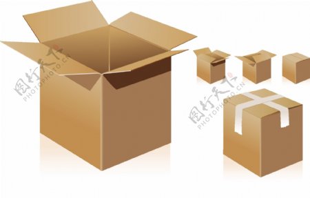 立体纸箱和常见纸箱标志矢量素材4