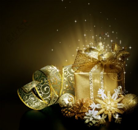 圣诞礼盒星光背景图片