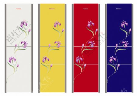 冰箱面板花卉图案