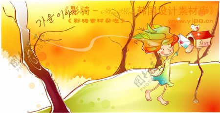 秋的儿童卡通人物秋季矢量素材矢量图片HanMaker韩国设计素材库